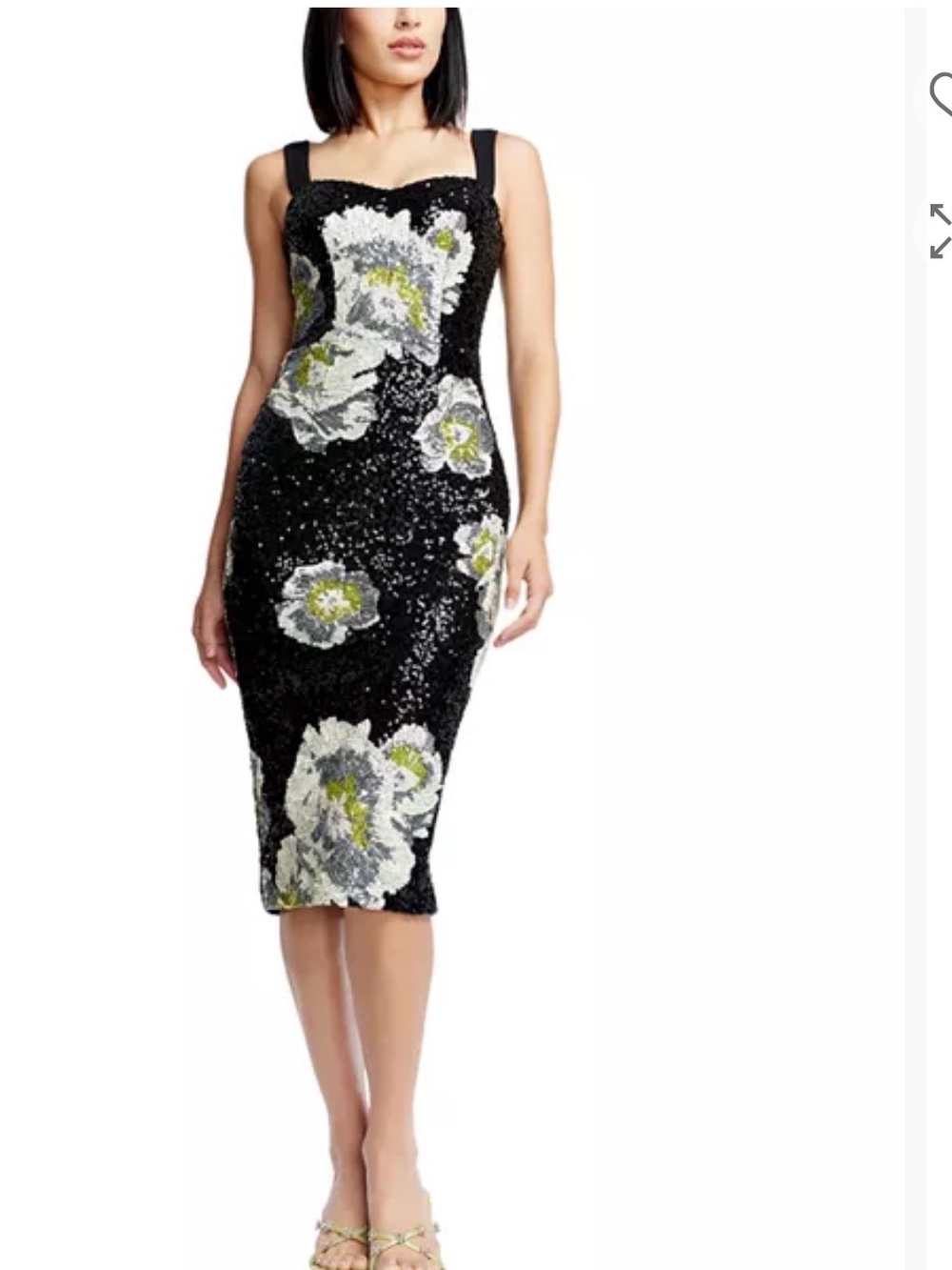 Black Sequin Floral Sheath Dress - Women's